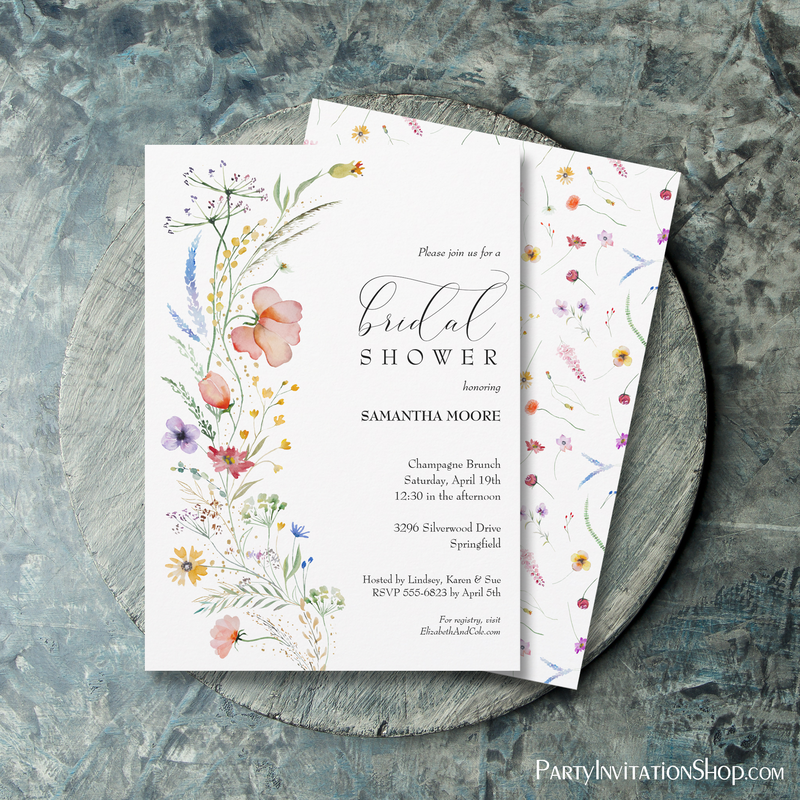 Chic Boho Floral Bridal Shower Invitations