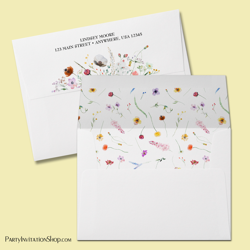 Watercolor Wildflowers Lined Envelopes