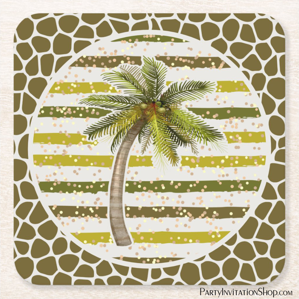 Palm Tree Tropical Square Paper Coasters