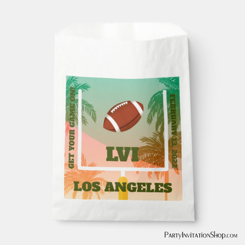 Palm Trees and Football Uprights Party Favor Bags at PartyInvitationShop.com