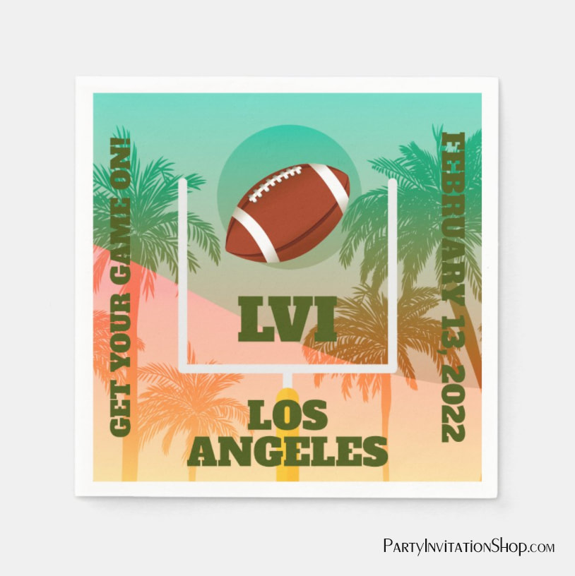 Palm Trees and Football Uprights Party Paper Napkins at PartyInvitationShop.com
