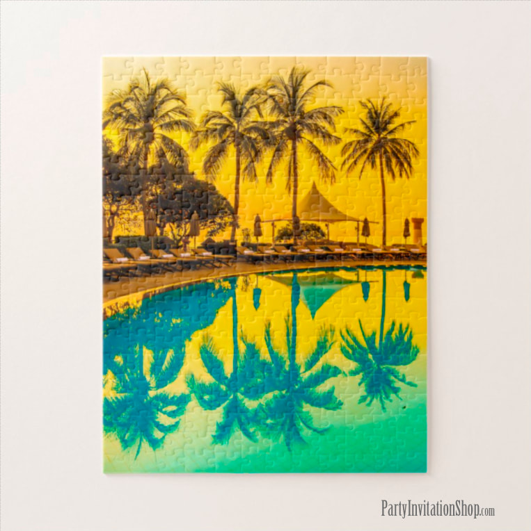 Palm Trees and Pool Jigsaw Puzzle
