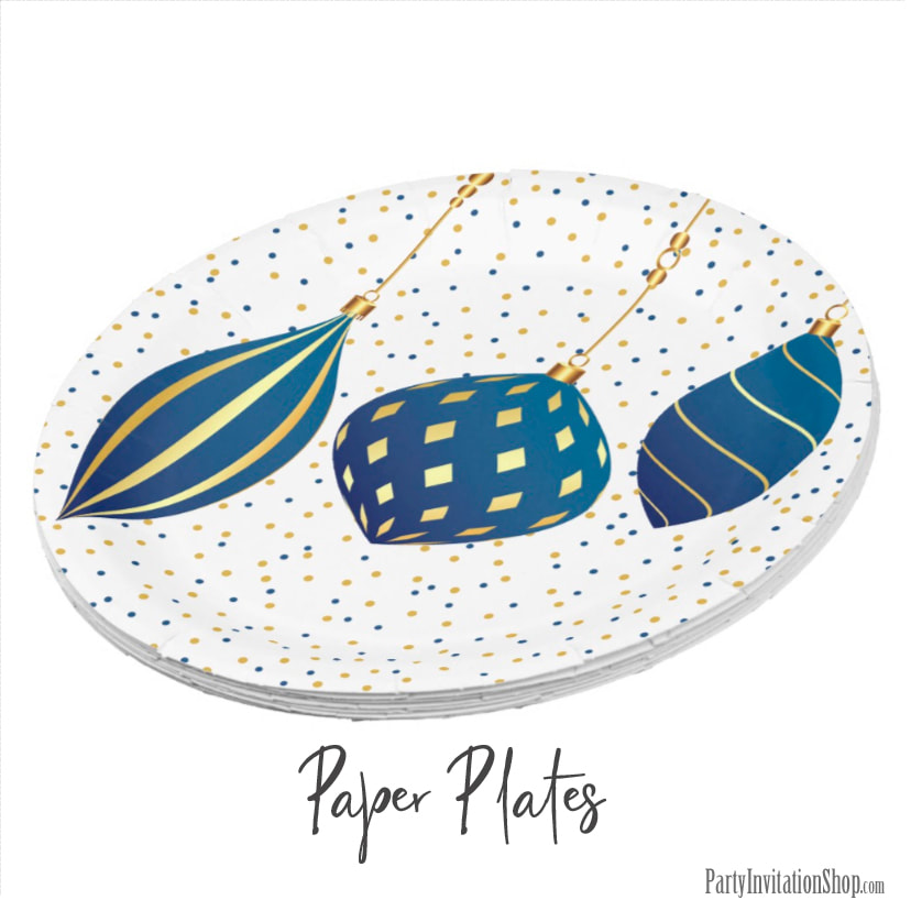 Paper Plates - Blue and Gold Christmas Ornaments