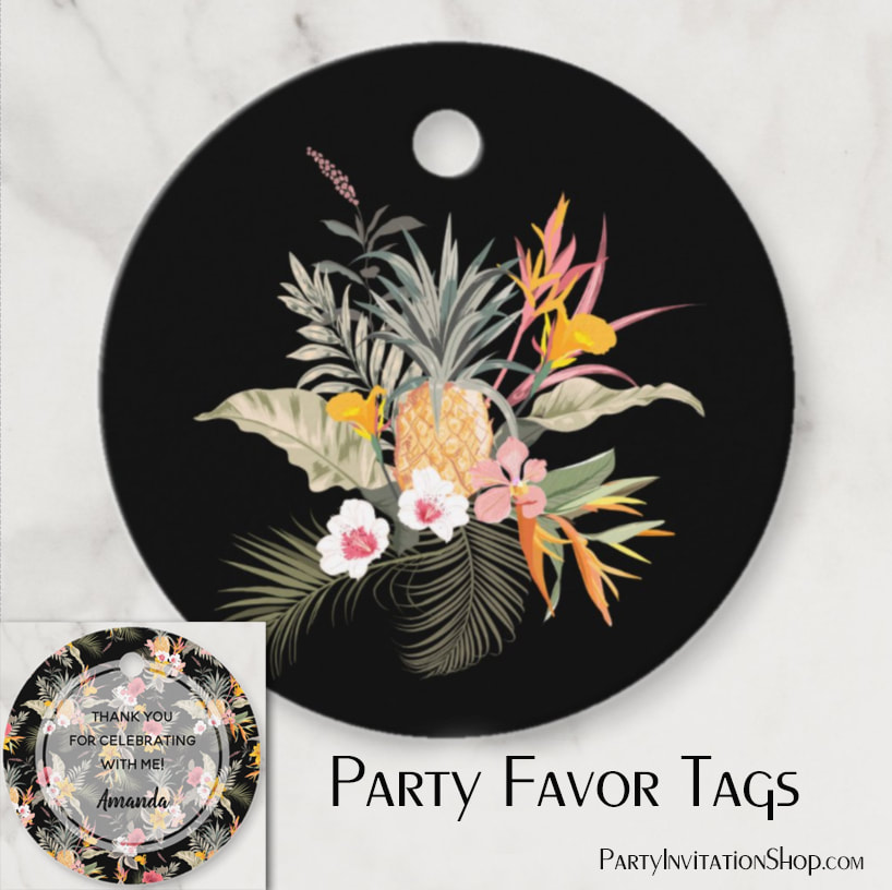 Tropical Pineapple Floral Bridal Shower Favor Tags
