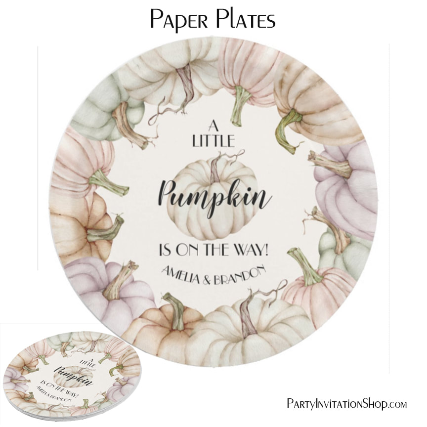 Pastel Pumpkins Neutral Baby Shower Paper Plate