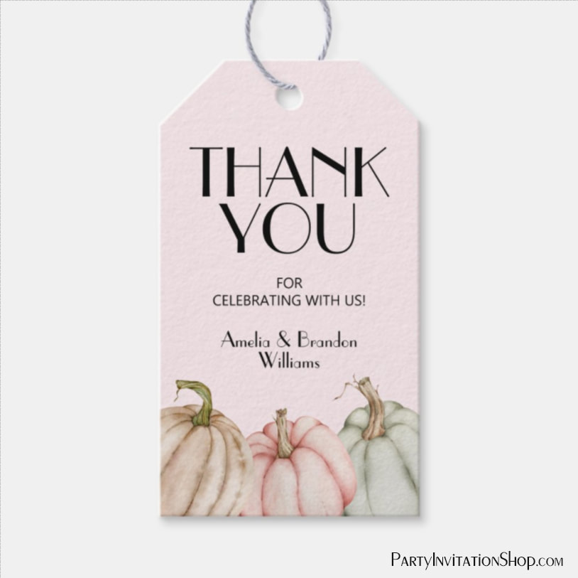 Chic Pastel Pumpkins Pink Girl Baby Shower Gift Tags