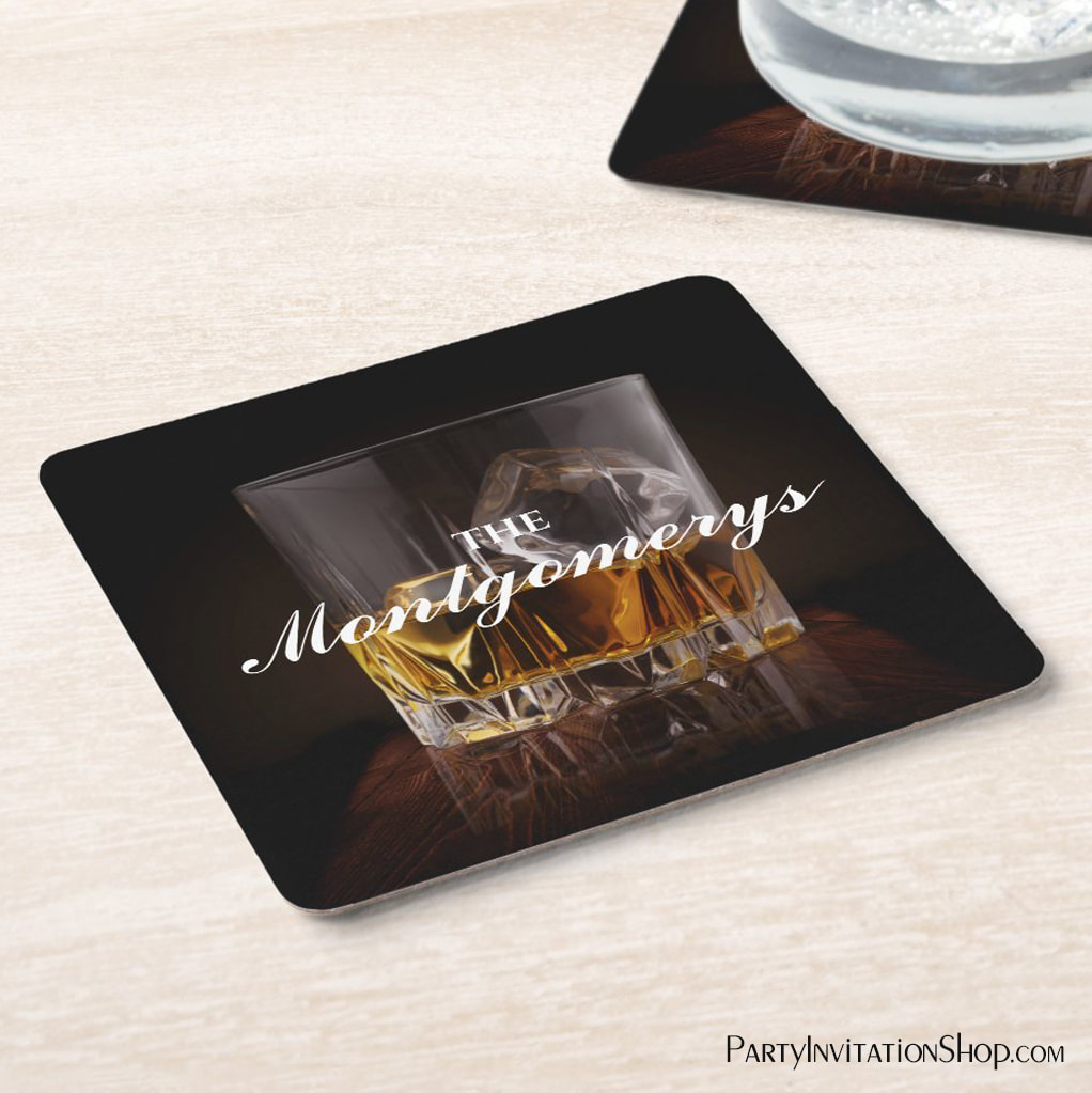 Personalized Rustic Whiskey Rocks Coasters