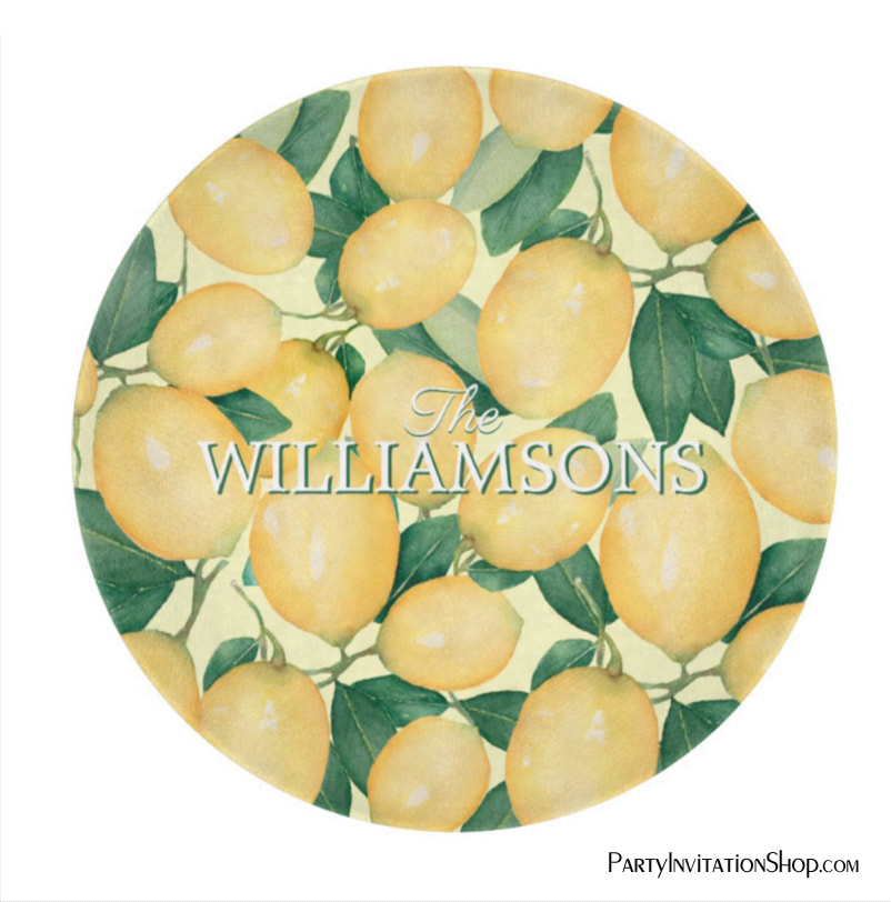 Personalized Lemons Greenery Cutting Board