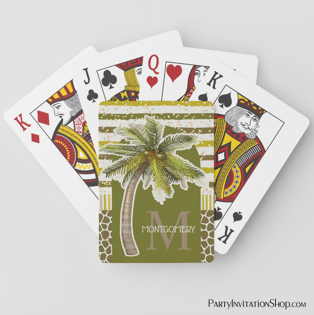 Personalized Monogram Name Palm Tree Playing Cards