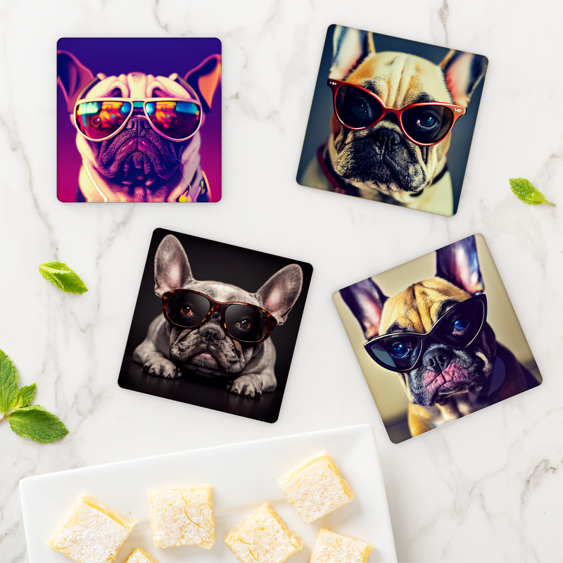 4 Photo Template Personalized Pet Coaster Set