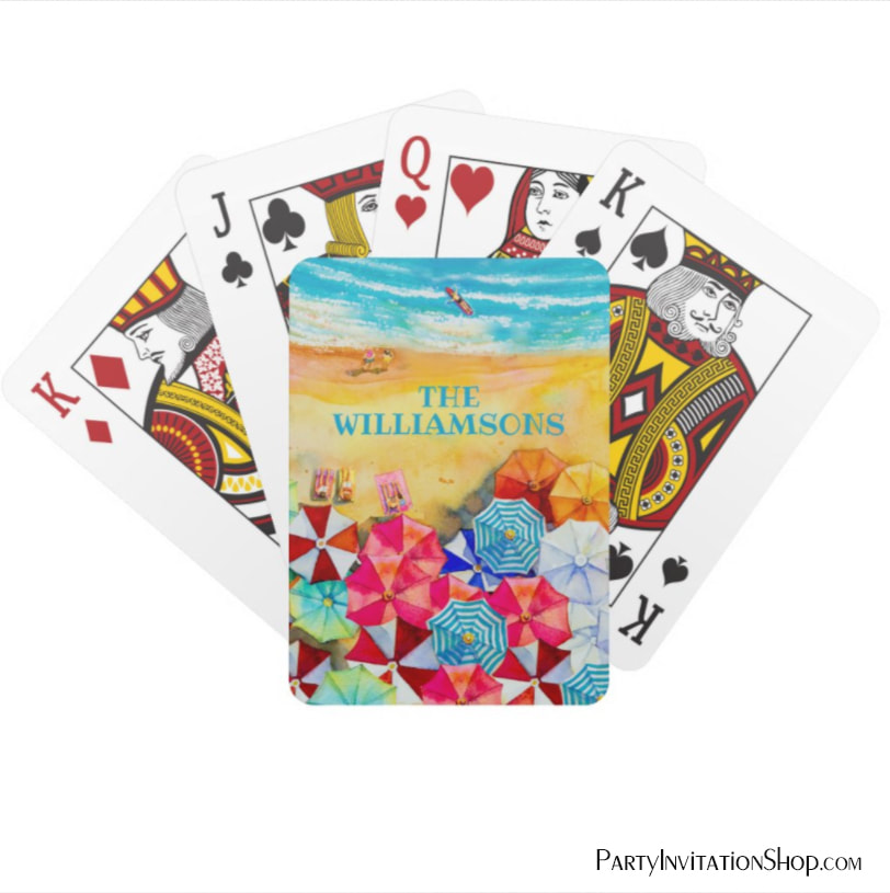 Beach Umbrellas Sand Personalized Playing Cards