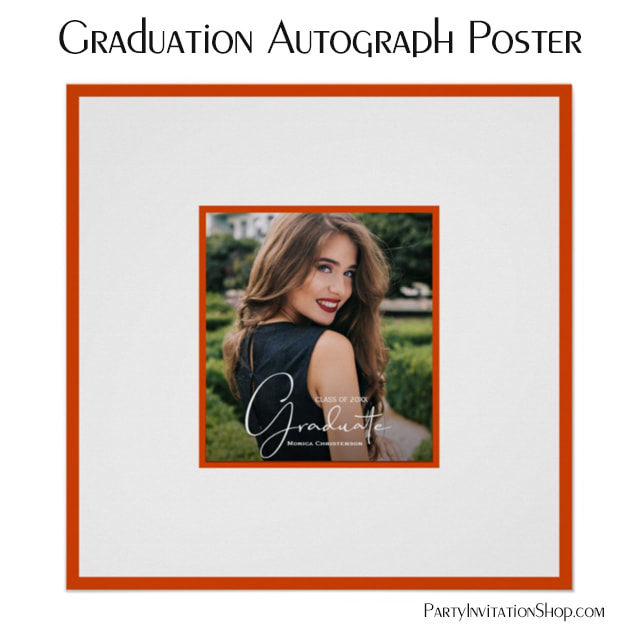 Photo Graduation Autograph Orange Poster