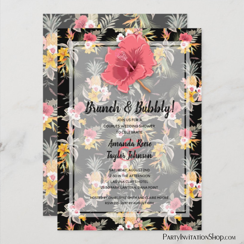 Pineapple Floral Couples Wedding Shower Invitation