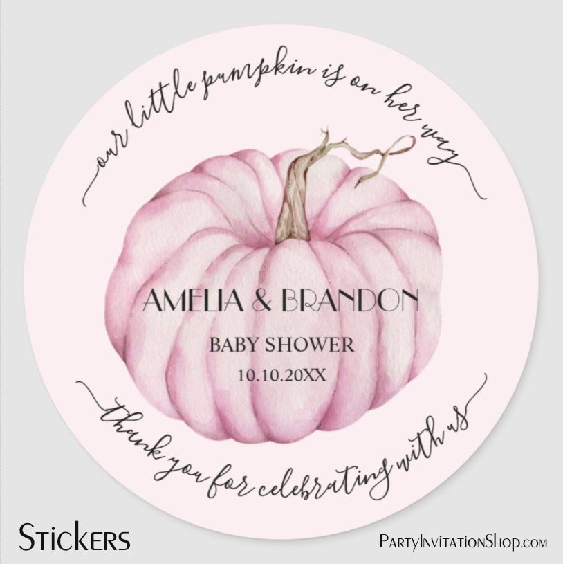 Pink Little Pumpkin Baby Shower Thank You Classic Round Stickers