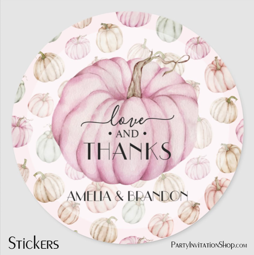 Pink Little Pumpkin Baby Shower Thank You Classic Round Stickers