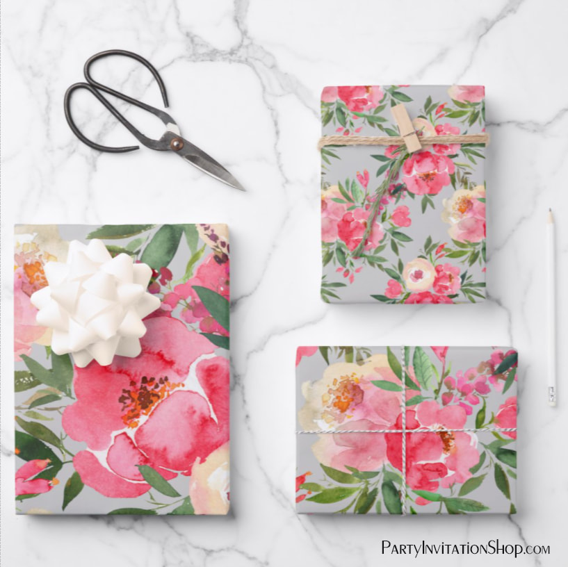 Elegant Peonies Wrapping Paper Sheets