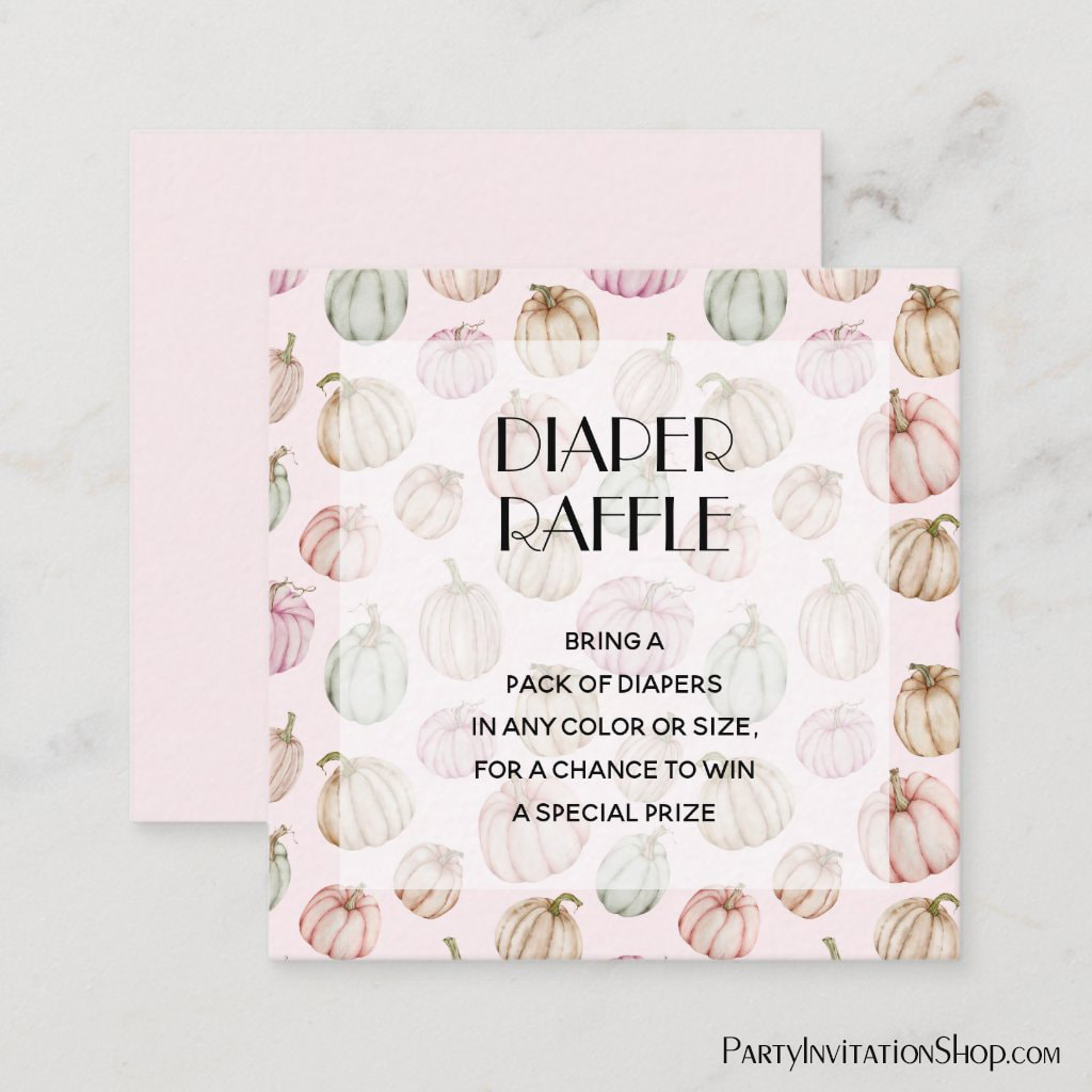 Pink Pumpkin Girl Baby Diaper Raffle Enclosure Card