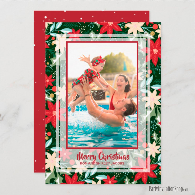 Poinsettia Photo Christmas Cards