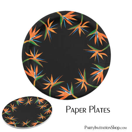 Tropical Bird of Paradise Botanical Floral Paper Plate