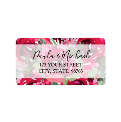 Chic Pink Watercolor Flowers Return Address Labels