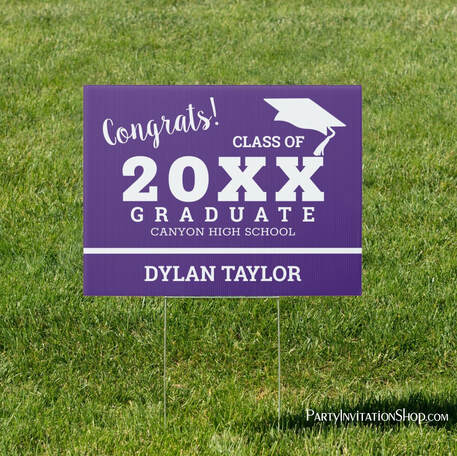 Custom Graduation Purple and White Yard Sign