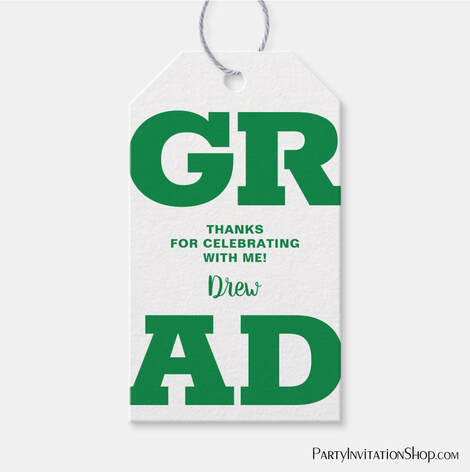Green and White Graduation Party Favor Gift Tags