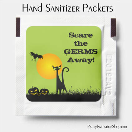 Black Cat and Full Moon Halloween Hand Sanitizer Packets