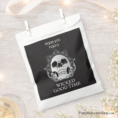Skull Halloween Wicked Good Time Treat Favor Bags