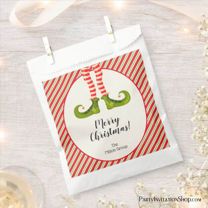 Party Favor Bags - Jolly Christmas Elf Legs at PartyInvitationShop.com