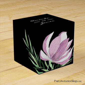 Purple Magnolia Floral Watercolor Botanical Favor Box