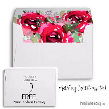 Personalized 5 x 7 Watercolor Pink Garden Flowers Envelopes