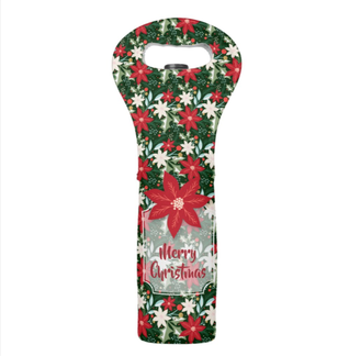 Personalized Wine Tote - Poinsettia Christmas Holiday Design at PartyInvitationShop.com