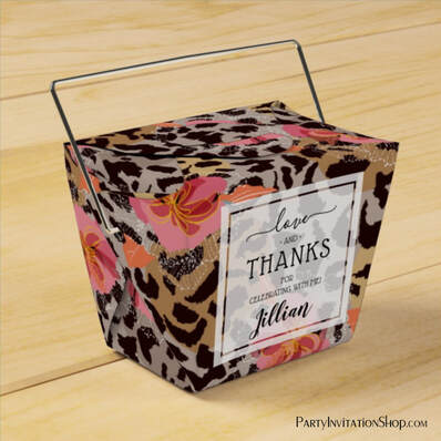 Pink Floral Leopard Print Favor Boxes