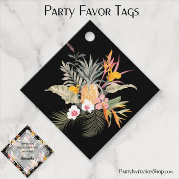 Tropical Pineapple Bridal Shower Favor Tags