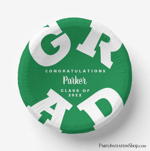 Bold Personalized White on Green Graduation Paper Bowls