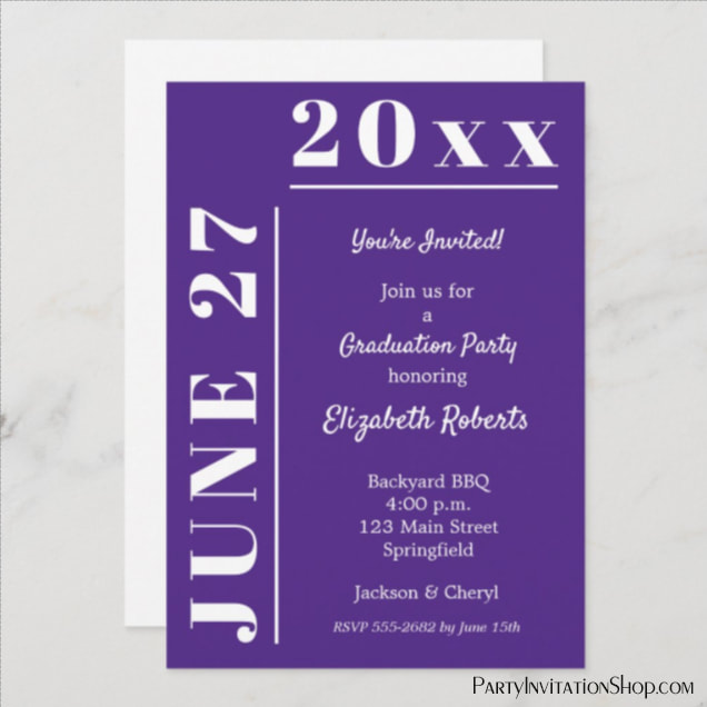 Purple and White Graduation Party Invitations and Announcements