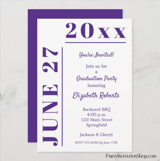 White and Purple Graduation Party Invitations and Announcements