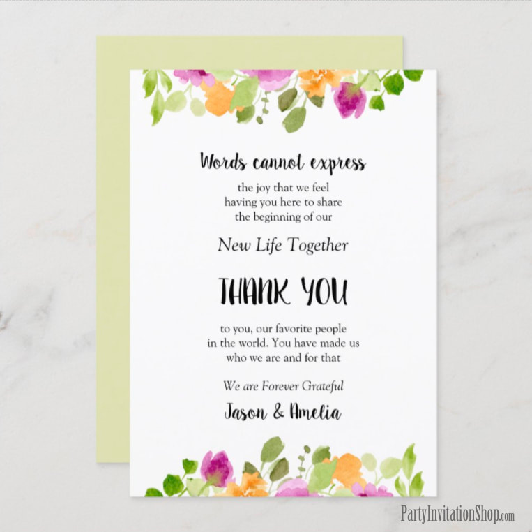 Floral Rehearsal Dinner Place Setting Thank You Cards