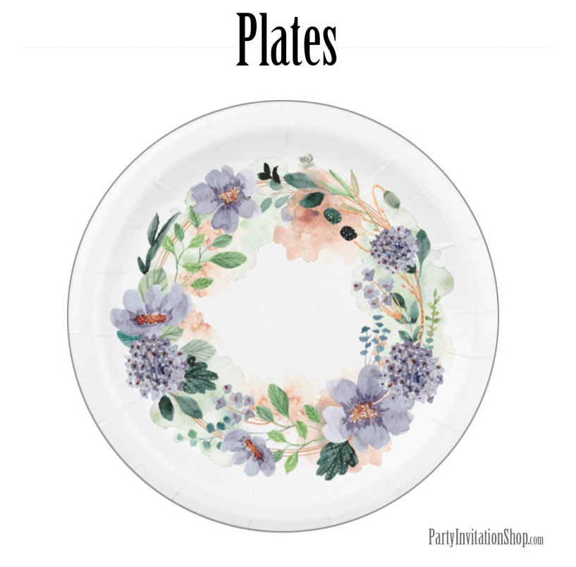 Purple Floral Paper Plates