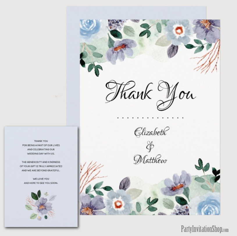 Purple Floral Thank You Notes
