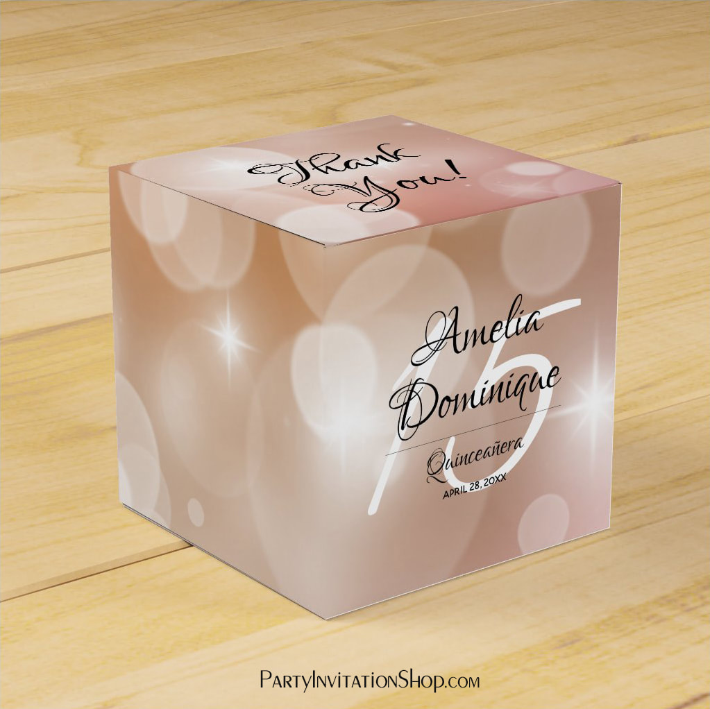 Blush Pink Quinceañera Birthday Party Favor Box