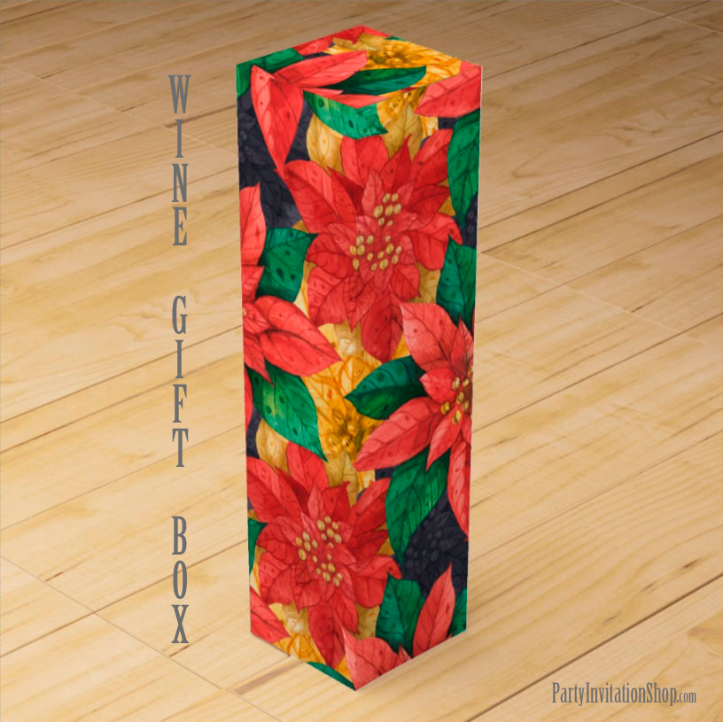 Wine Gift Box in the Red and Gold Poinsettias Collection at PartyInvitationShop.com