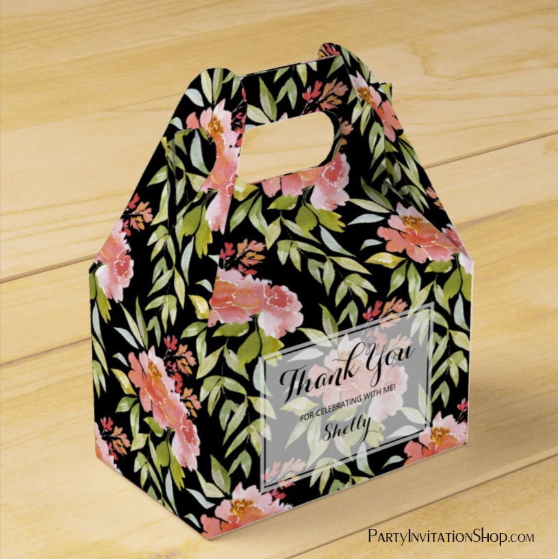 Lush Red Floral Greenery Thank You Gable Favor Box