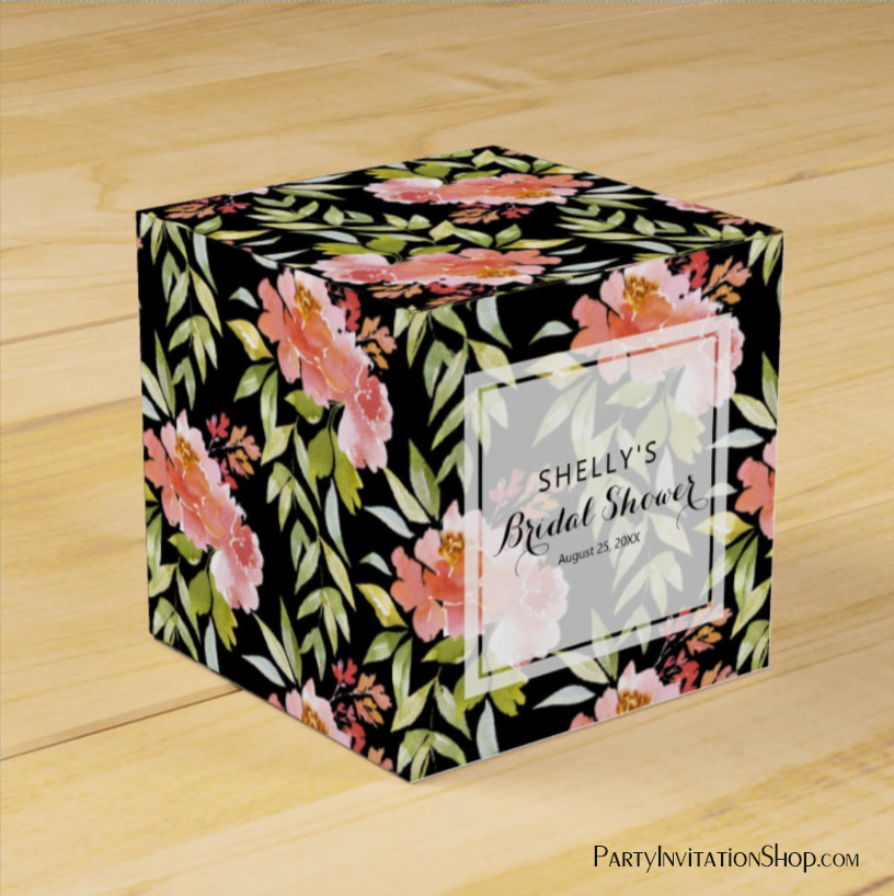 Lush Red Floral Greenery Bridal Shower Square Favor Box