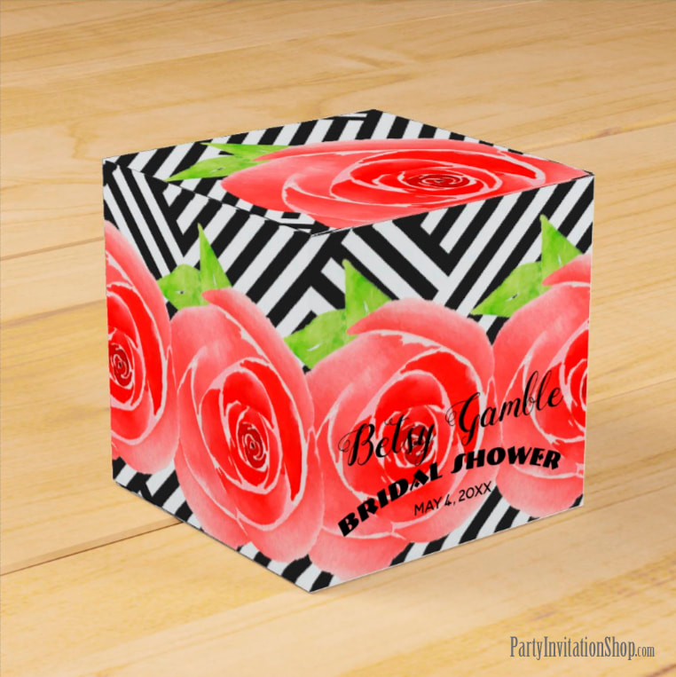 Square Favor Boxes: Boxed Stripes & Red Roses Kentucky Derby Party Supplies PLUS invitations, favors, and more. 