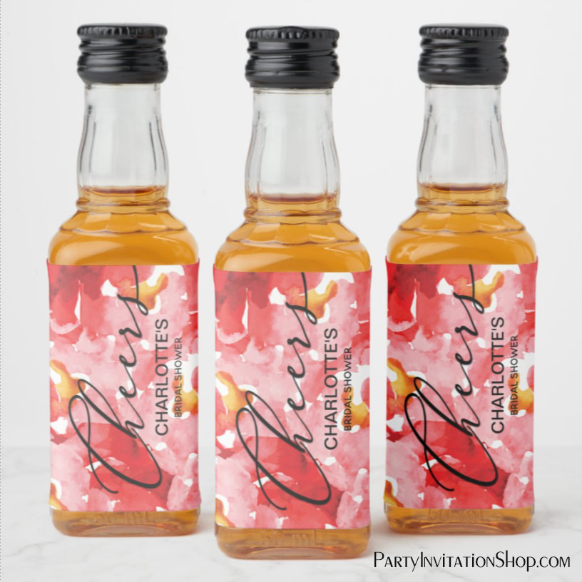 Watercolor Floral Collage Bridal Shower Mini Liquor Bottle Labels