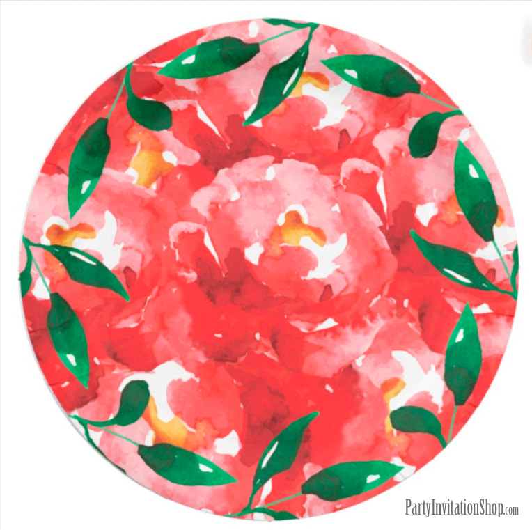 Red Roses Paper Plates