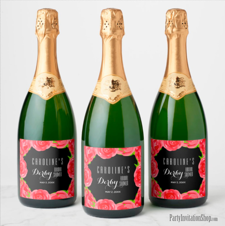 Red Roses Kentucky Derby Party Champagne Labels