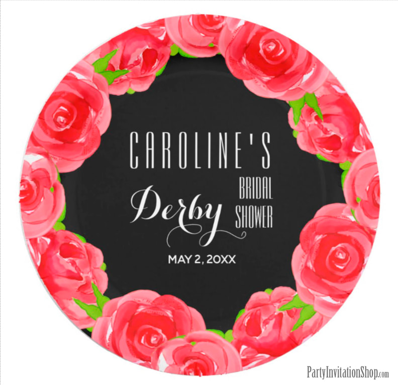Red Roses Kentucky Derby Party Paper Plates