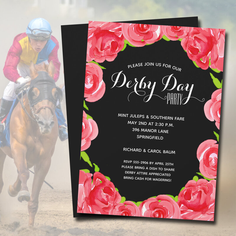 Red Roses Kentucky Derby Party Invitations